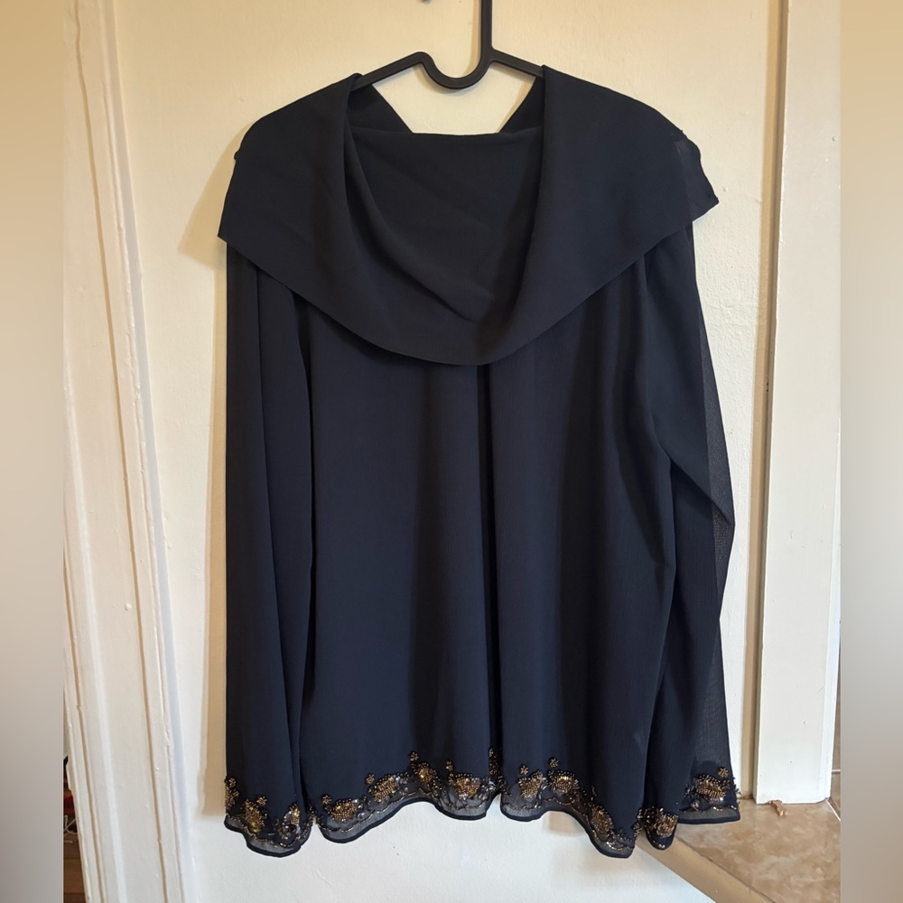 Zara Black Blouse with Gold Embellishments